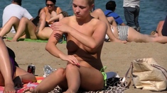 Beauty Blonde Lass Topless Beach Voyeur Public Nude