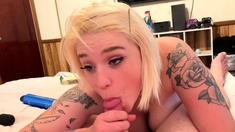 Sexy Blonde Blowjob Whore Rides Cock Hardcore