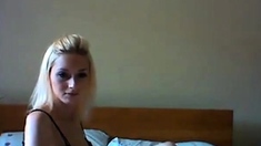 Sexy Skinny Blonde Girl Teases And Strips During Webcam Show