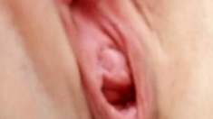 Cummy amateur pussy close up