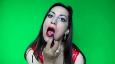 Red lipstick makeup fetish