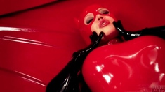 Latex brunette with beautiful lips