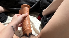 Stacked brunette goes solo toys and masturbation