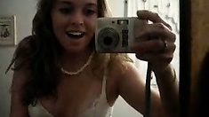 Pretty amateur with hand in panty recording herself