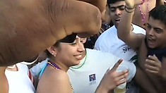 Bitches go wild and show off their tits during spring break parties