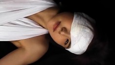 Uninhibited Asian girl in bandages wants to get nailed with a hard cock