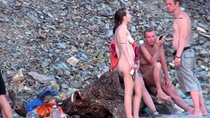 Amateur girl masturbating on public beach
