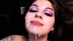 Face fuck hard pounding and massive facial for slutty teen l